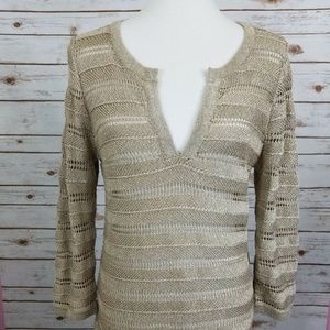 Talbots MP Women's Open Knit Linen Blend Top Cute